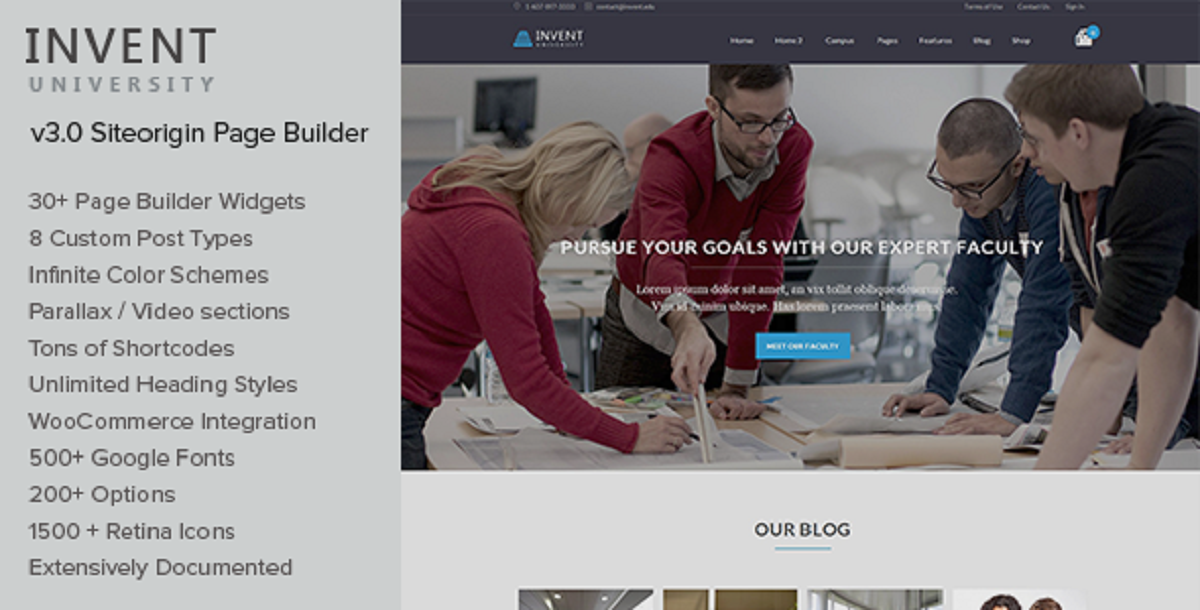 Invent - Education Course College WordPress Theme