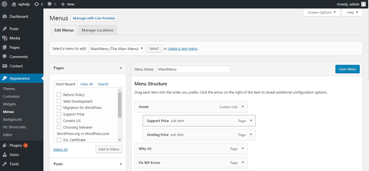 Creating Drop-Down Menu