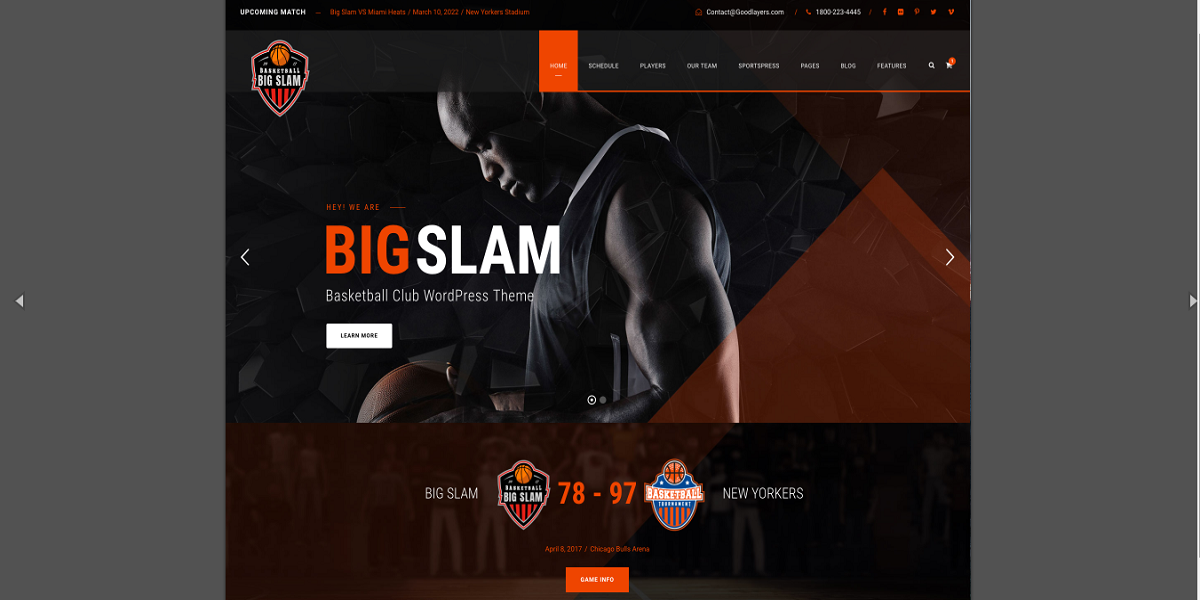 Big Slam - Basketball WordPress Theme Big Slam - Basketball WordPress Theme
