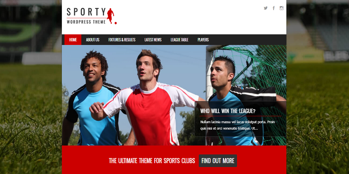 Sporty. A free WordPress Sports Theme