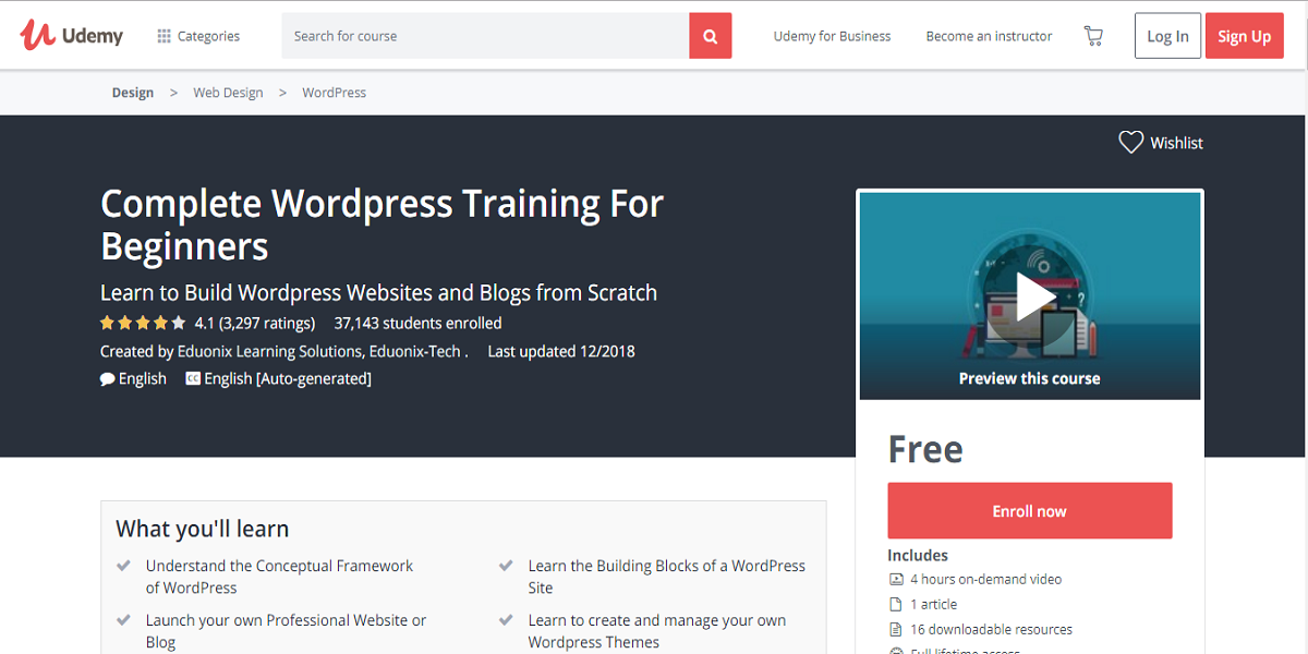 Udemy Complete WordPress Training for Beginners