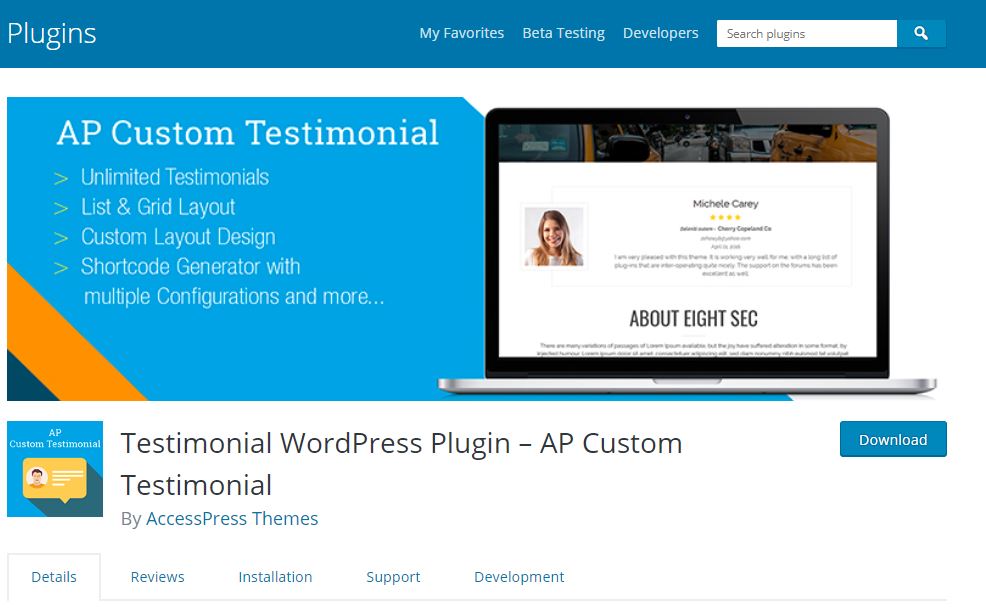 AP custom testimonial plugin