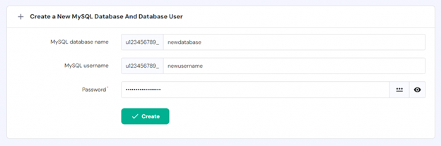 Create new MySQL Create new MySQL