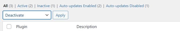 Deativate plugin Deativate plugin