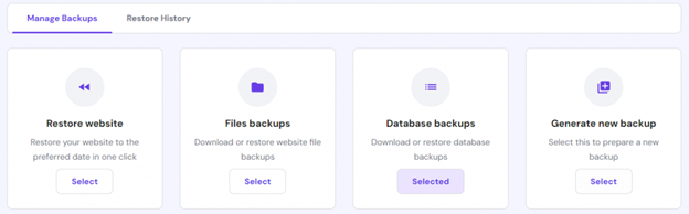 Manage Backup Manage Backup