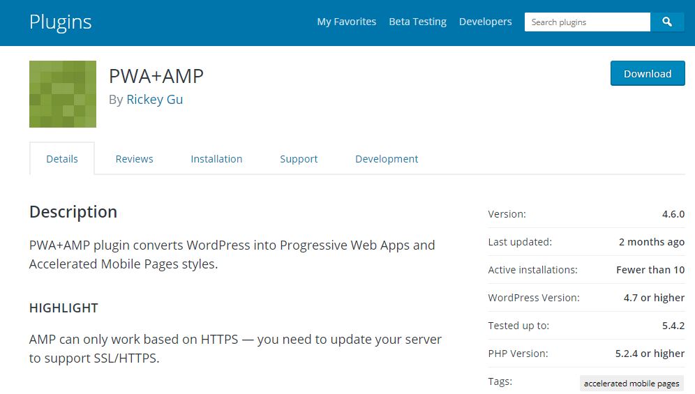 PWA for WordPress and AMP