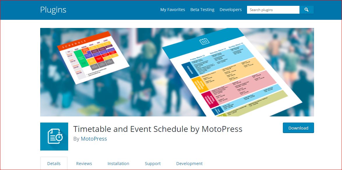 Timetable WordPress plugin