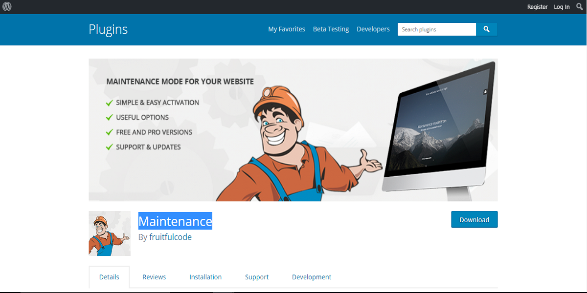 Maintenance WordPress Plugin