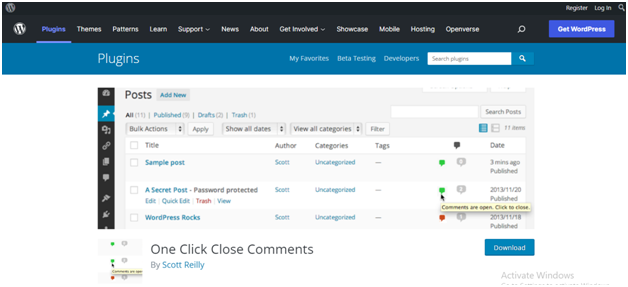 One-click close comments One-click close comments