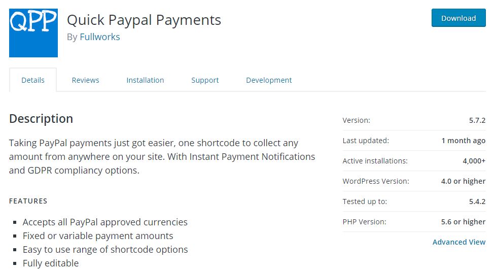 Quick Paypal payments