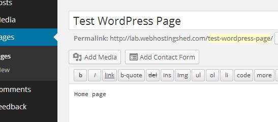 wordpress add new page