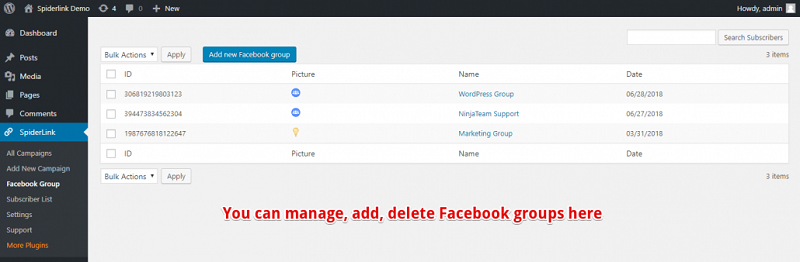 Facebook Spider Manage Group