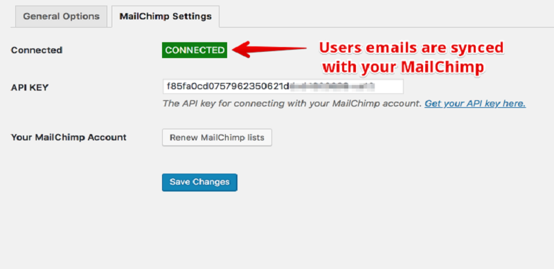 Facebook Spiderlink MailChimp Settings