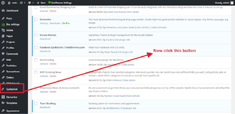 Facebook Spiderlink Plugin Admin Dashboard Facebook Spiderlink Plugin Admin Dashboard