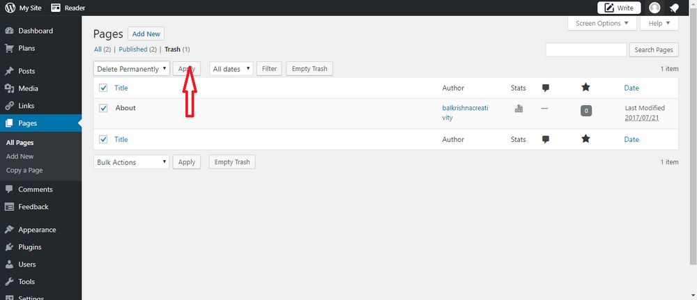 WordPress Trash WordPress Trash