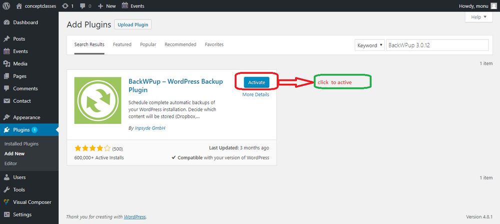 activate plugin