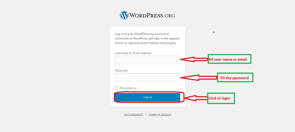 wordpress login dashboard