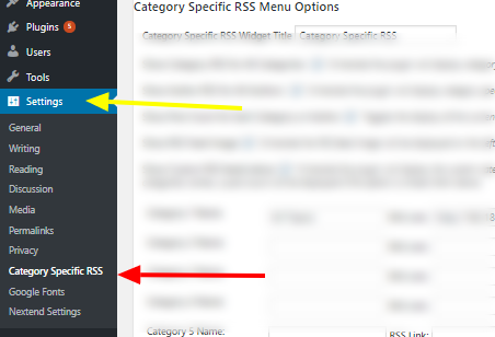 wp dashboard settings