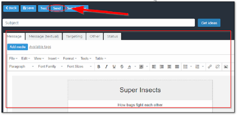 Click on send on your subscribers