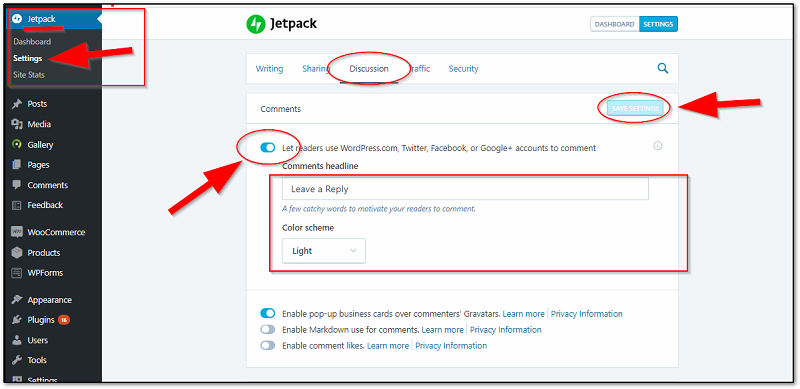 Setup Jetpack Comments