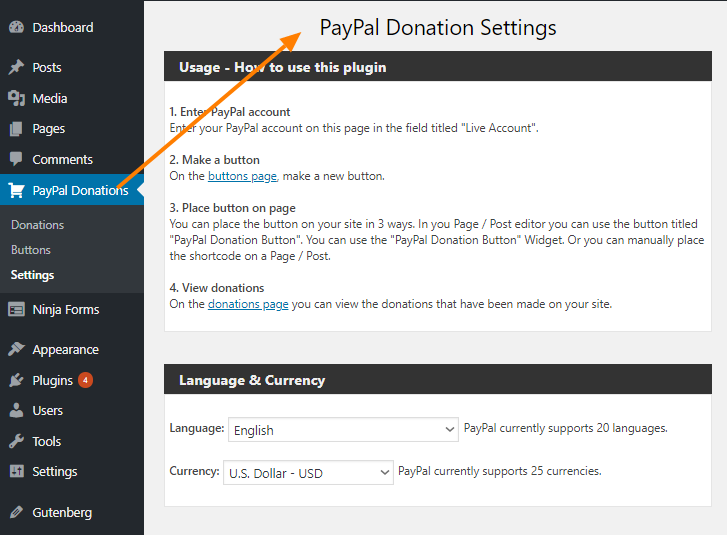 Setup PayPal Donations