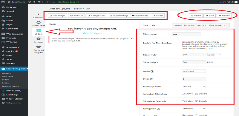 Slider by Supsystic plugin configuration & settings