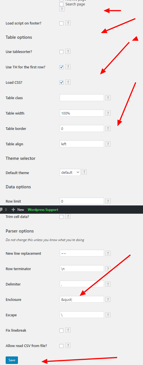 sort parameter and cell attribute tag