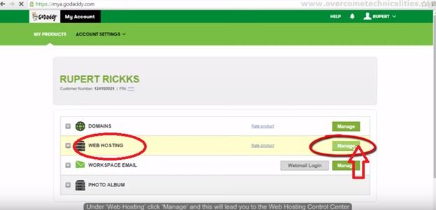 GoDaddy Manage Button GoDaddy Manage Button