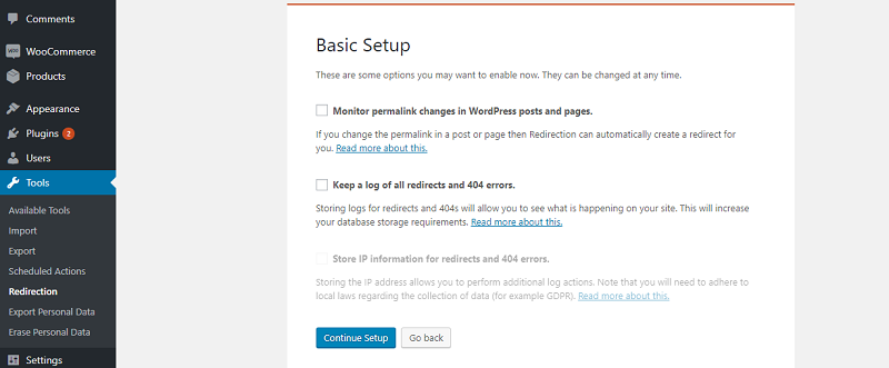 Redirection Basic Setup