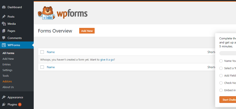 WPForms Add New