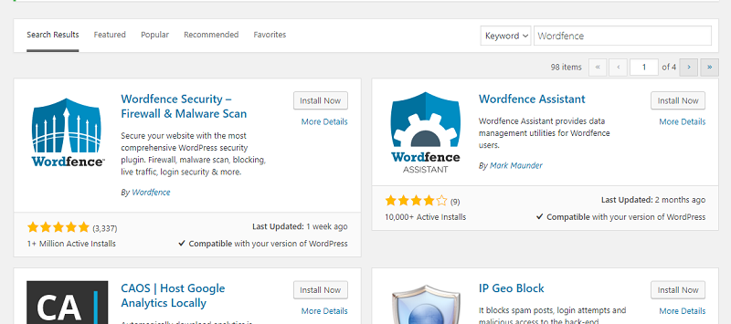 Wordfence Security Plugin Installation