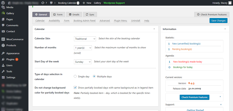 Booking Calendar General Settings