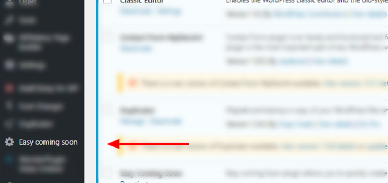 Easy Coming Soon Plugin Dashboard