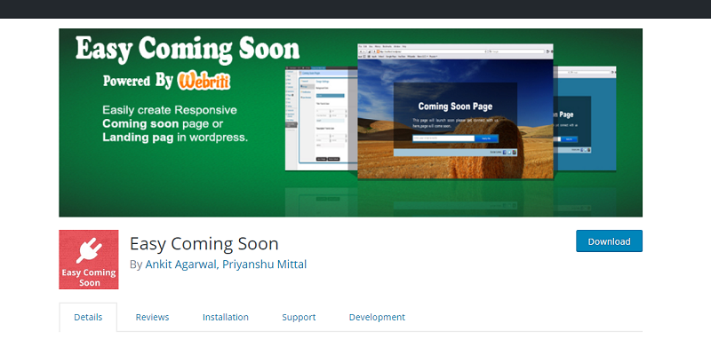 Easy Coming Soon Plugin