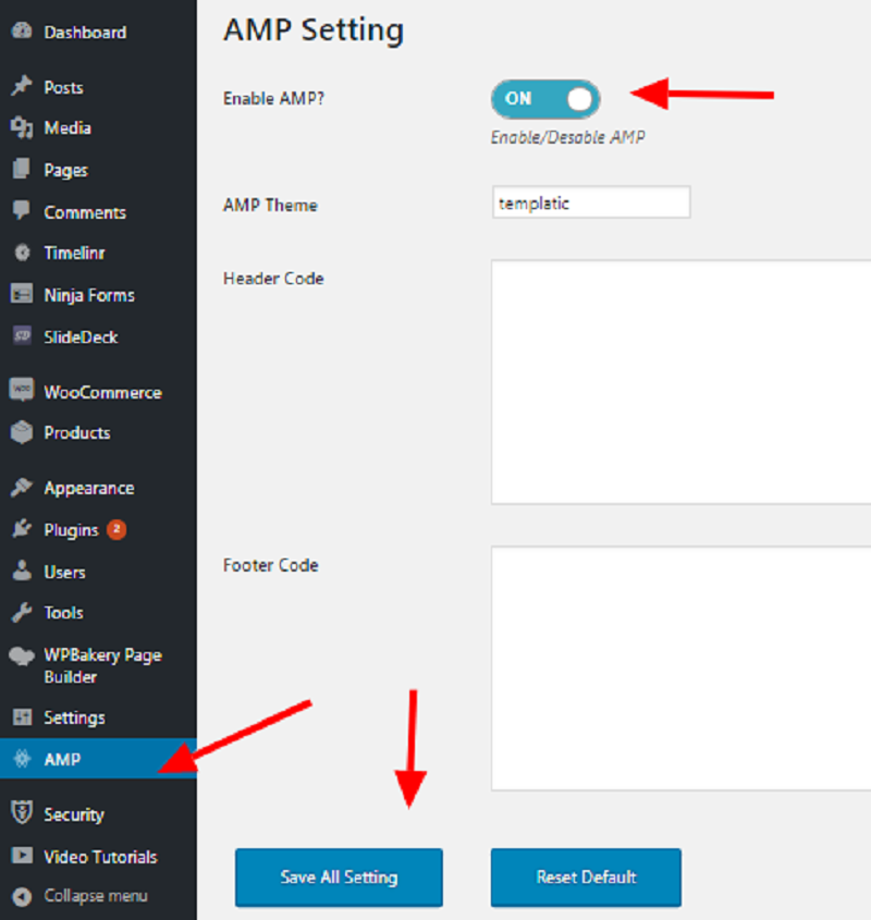 Google AMP Plugin Settings