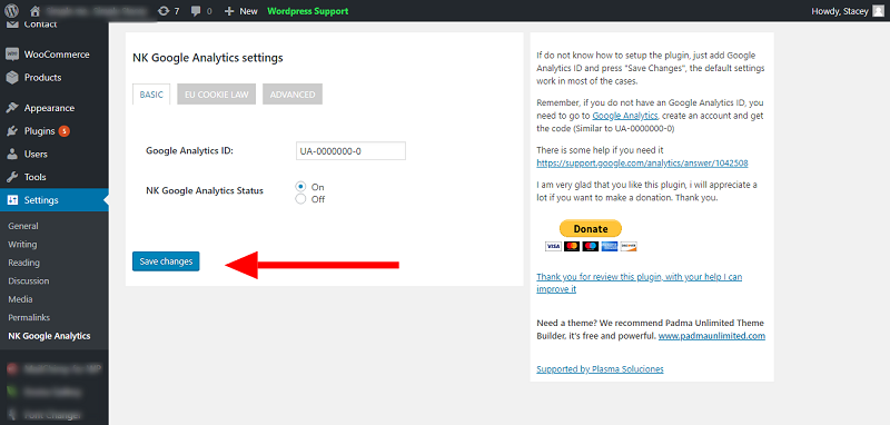 NK Google Analytics Settings