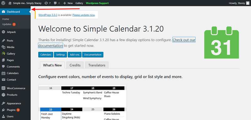 Simple Calendar Plugin Setup