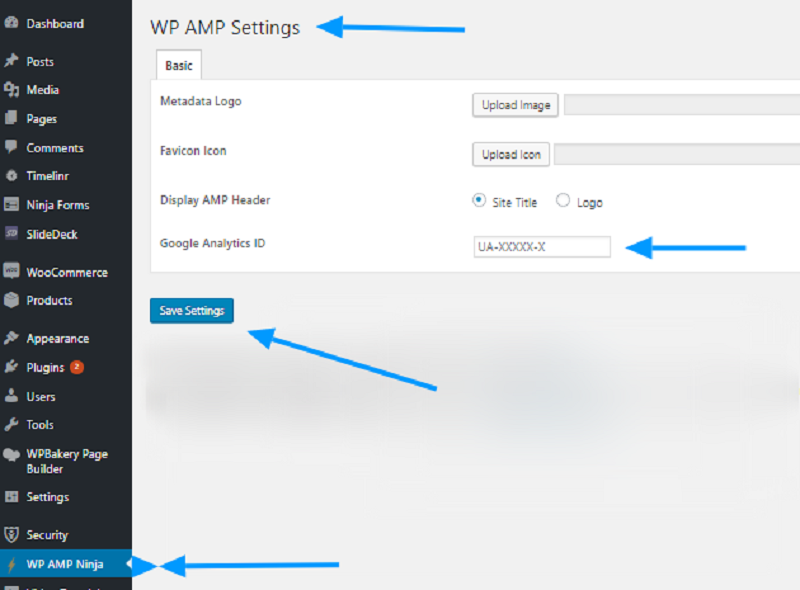 Templatic Google AMP Settings