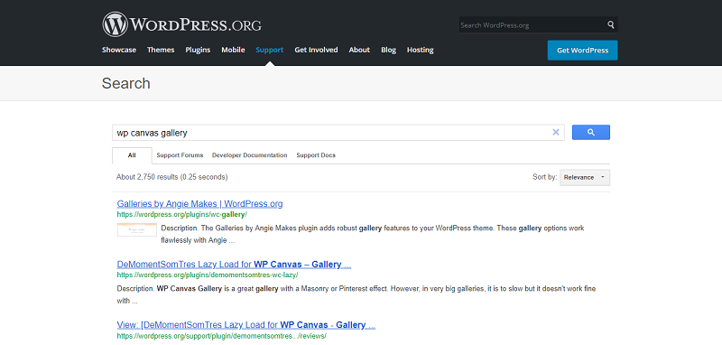 WP Canvas Gallery Plugin Search