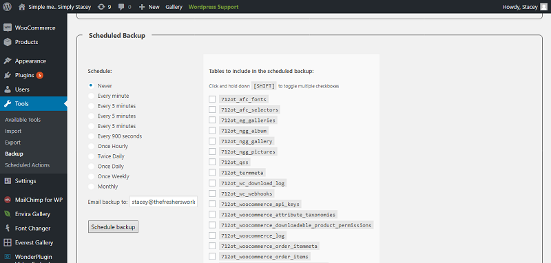 WP-DB-Backup Plugin Backup Schedule