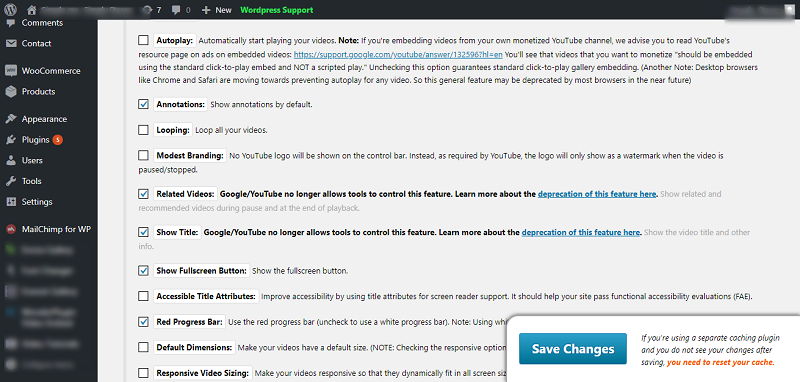 YouTube Embed Plus Plugin Save Chnages