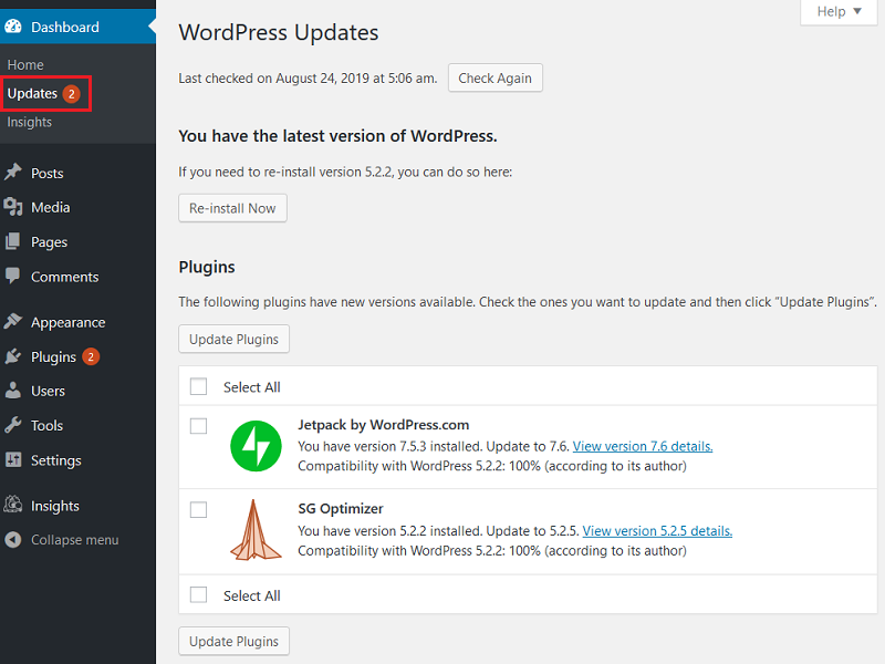 wordpress updates