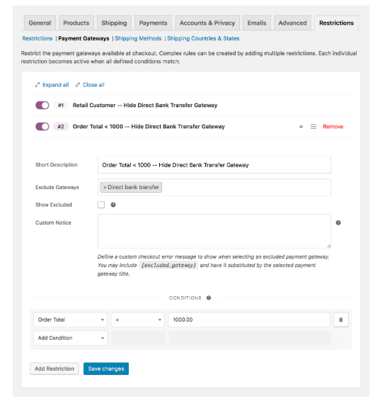 Conditional Payment Gateways