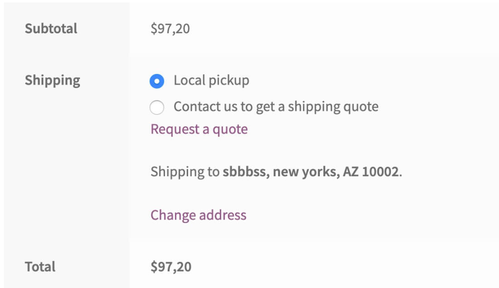 WooCommerce Contact for Shipping Quote