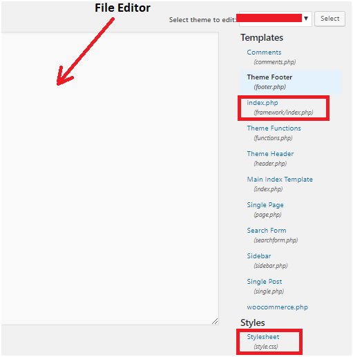 File Editor Edit WordPress source code