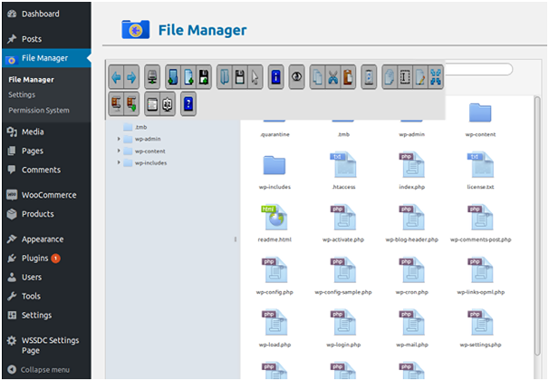 File manager Edit WordPress source code