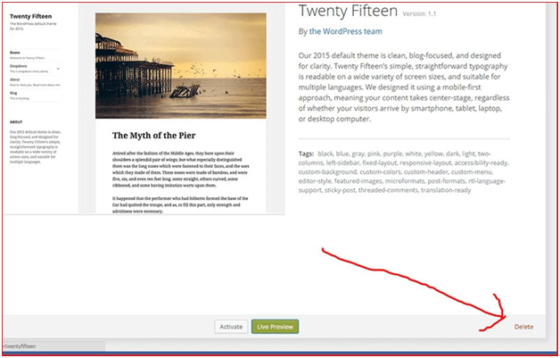 Delete Wordpress theme