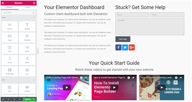 Elementor Dashboard