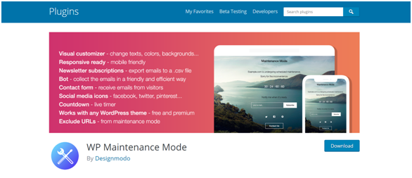 enable WordPress maintenance mode using plugin