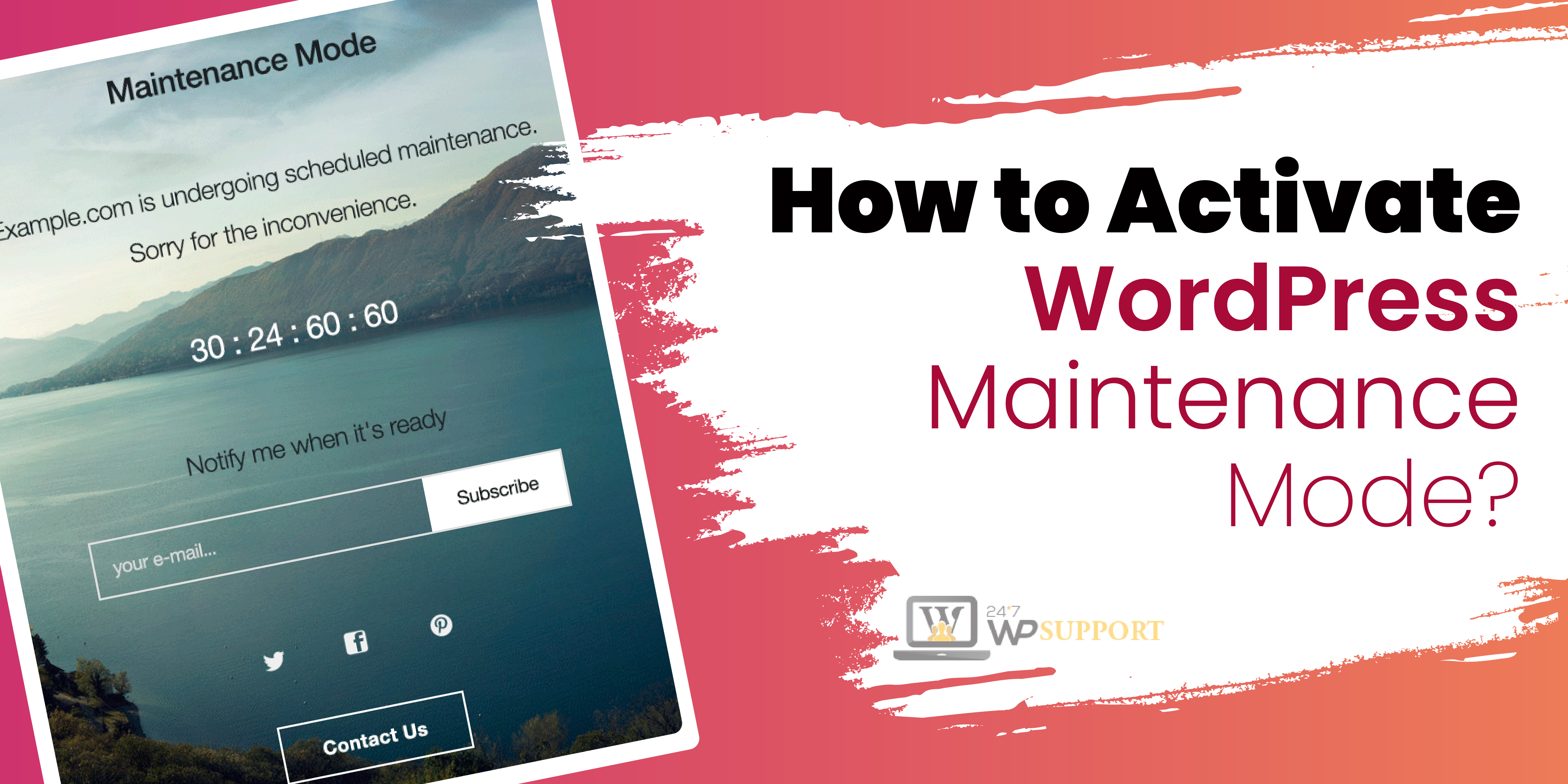 Enable WordPress maintenance mode 